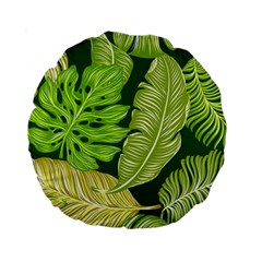 Tropical Green Leaves Standard 15  Premium Round Cushions by snowwhitegirl