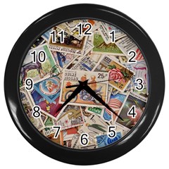 Wallpaper Background Stamps Wall Clock (black) by Pakrebo