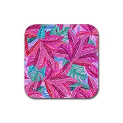 Leaves Tropical Reason Stamping Rubber Coaster (square)  by Pakrebo