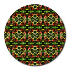 Pattern Red Green Yellow Black Round Mousepads by Pakrebo