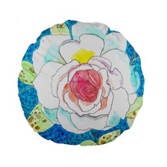 Favorite Rose Watercolor   Standard 15  Premium Round Cushions by okhismakingart