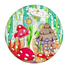 Iguana And Mushrooms Round Filigree Ornament (two Sides) by okhismakingart