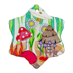 Iguana And Mushrooms Snowflake Ornament (two Sides) by okhismakingart