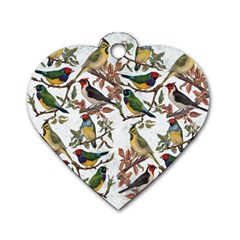 Vintage Birds Dog Tag Heart (one Side) by Valentinaart