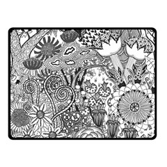 Floral Jungle Black And White Fleece Blanket (small) by okhismakingart