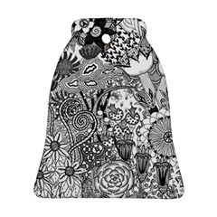 Floral Jungle Black And White Bell Ornament (two Sides)