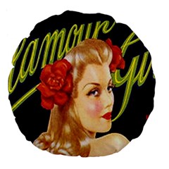 Blonde Bombshell Retro Glamour Girl Posters Large 18  Premium Flano Round Cushions by StarvingArtisan