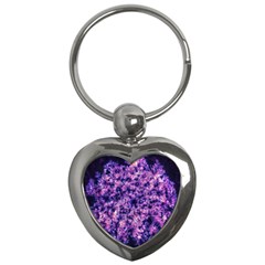 Queen Annes Lace In Purple And White Key Chains (heart)  by okhismakingart