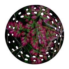 Pink-fringed Leaves Ornament (round Filigree) by okhismakingart