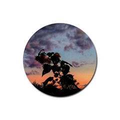 Sunflower Sunset Rubber Round Coaster (4 Pack)  by okhismakingart