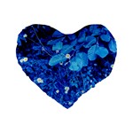 Blue Daisies Standard 16  Premium Flano Heart Shape Cushions Front