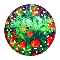 Intense Flowers Round Filigree Ornament (two Sides) by okhismakingart