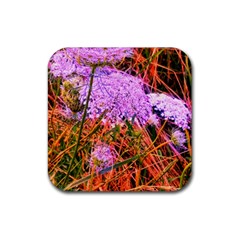 Blue Tinted Queen Anne s Lace Rubber Coaster (square)  by okhismakingart