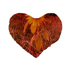 Red Tinted Sunflower Standard 16  Premium Flano Heart Shape Cushions by okhismakingart