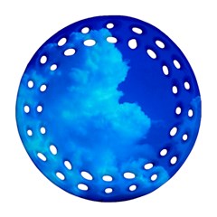Deep Blue Clouds Ornament (round Filigree) by okhismakingart