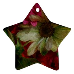 Grainy Green Flowers Ornament (star) by okhismakingart