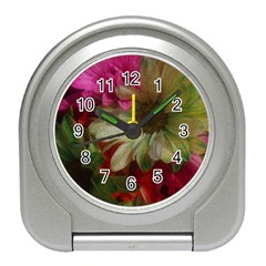 Grainy Green Flowers Travel Alarm Clock by okhismakingart