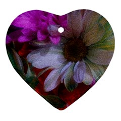 Grainy Green Flower (with Blue Tint) Ornament (heart) by okhismakingart