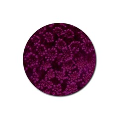 Dark Pink Queen Anne s Lace (up Close) Rubber Round Coaster (4 Pack)  by okhismakingart