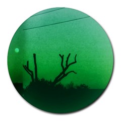 Creepy Green Scene Round Mousepads by okhismakingart