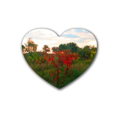 Red Weeds Heart Coaster (4 Pack)  by okhismakingart