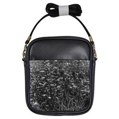 Black And White Queen Anne s Lace Hillside Girls Sling Bag by okhismakingart