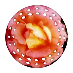 Light Orange And Pink Rose Ornament (round Filigree) by okhismakingart