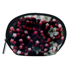 Floral Stars -dark Red Accessory Pouch (medium)