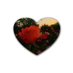 Rose Landscape Rubber Coaster (heart)  by okhismakingart
