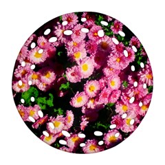 Pink Flower Bushes Ornament (round Filigree) by okhismakingart