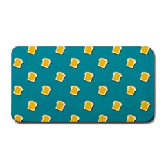 Toast With Cheese Pattern Turquoise Green Background Retro Funny Food Medium Bar Mats by genx