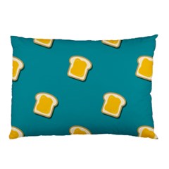 Toast With Cheese Pattern Turquoise Green Background Retro Funny Food Pillow Case