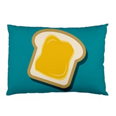 Toast With Cheese Pattern Turquoise Green Background Retro Funny Food Pillow Case (two Sides) by genx