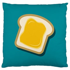 Toast With Cheese Pattern Turquoise Green Background Retro Funny Food Large Cushion Case (one Side) by genx