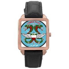 Iranian Army Aviation Cobra Helicopter Pilot Chest Badge Rose Gold Leather Watch  by abbeyz71
