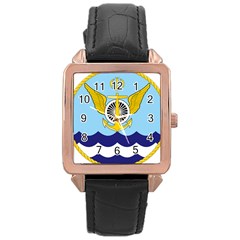 Iranian Navy Aviation Pilot Badge 1st Class Rose Gold Leather Watch  by abbeyz71