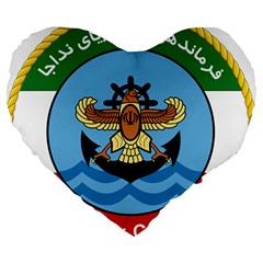 Official Insignia Of Iranian Navy Air Command Large 19  Premium Flano Heart Shape Cushions by abbeyz71