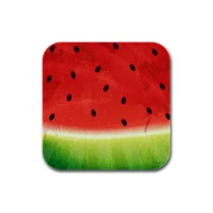 Juicy Paint Texture Watermelon Red And Green Watercolor Rubber Square Coaster (4 Pack)  by genx