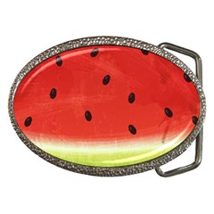 Juicy Paint Texture Watermelon Red And Green Watercolor Belt Buckles by genx