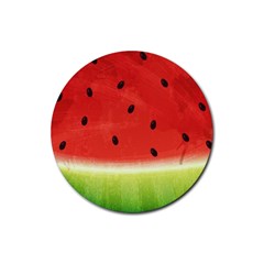 Juicy Paint Texture Watermelon Red And Green Watercolor Rubber Round Coaster (4 Pack)  by genx