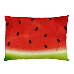 Juicy Paint Texture Watermelon Red And Green Watercolor Pillow Case (two Sides) by genx