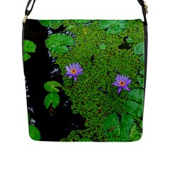 Lily Pond Flap Closure Messenger Bag (l) by okhismakingart