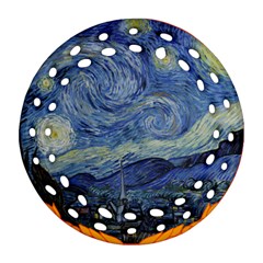 The Starry Night Starry Night Over The Rhne Pain Round Filigree Ornament (two Sides) by Sudhe