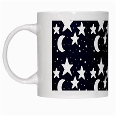 Starry Night Cartoon Print Pattern White Mugs by dflcprintsclothing