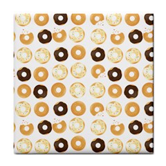 Donuts Pattern With Bites Bright Pastel Blue And Brown Cropped Sweatshirt Tile Coasters by genx
