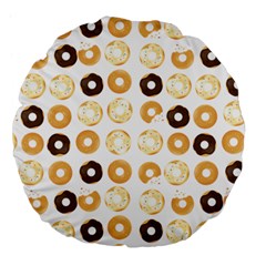 Donuts Pattern With Bites Bright Pastel Blue And Brown Cropped Sweatshirt Large 18  Premium Flano Round Cushions by genx