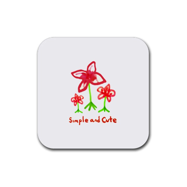 Flowers And Cute Phrase Pencil Drawing Rubber Coaster (Square) 