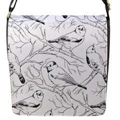 Birds Hand Drawn Outline Black And White Vintage Ink Flap Closure Messenger Bag (s) by genx