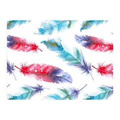 Feathers Boho Style Purple Red And Blue Watercolor Double Sided Flano Blanket (mini)  by genx