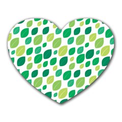 Leaves Green Modern Pattern Naive Retro Leaf Organic Heart Mousepads by genx